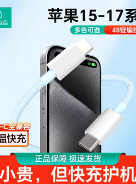 【编织快充线】家有点点适苹果15pro16pm充电线双typec数据线快充MC36蓝色/条