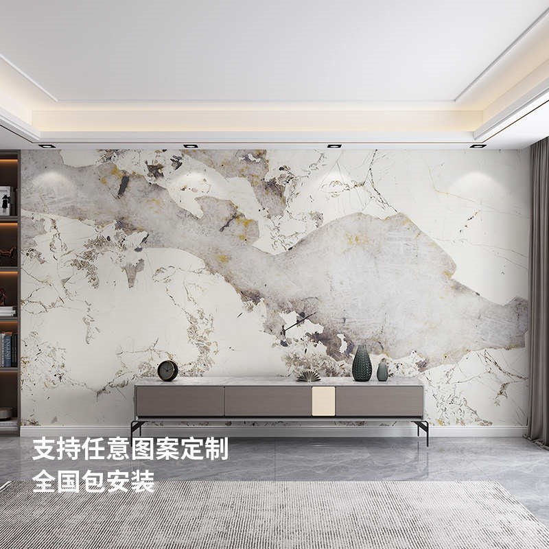 无缝墙布现代简约墙纸卧室客厅沙发电视背景墙壁布抽象大理石壁画