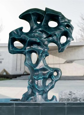 太湖石摆件灵璧石雕塑酒店别墅售楼部样板房玄关玻璃钢摆件装饰