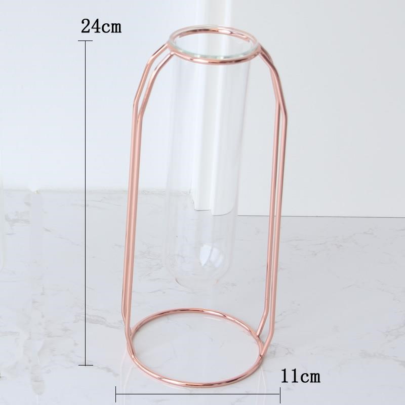 创意金属花架悬挂水培试管花瓶北欧风铁I艺干花插花玻璃瓶家居摆