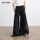 SHINE 时晒薄荷呼吸裤 苎麻休闲裤 JUST 设计感工字褶垂感阔腿裤