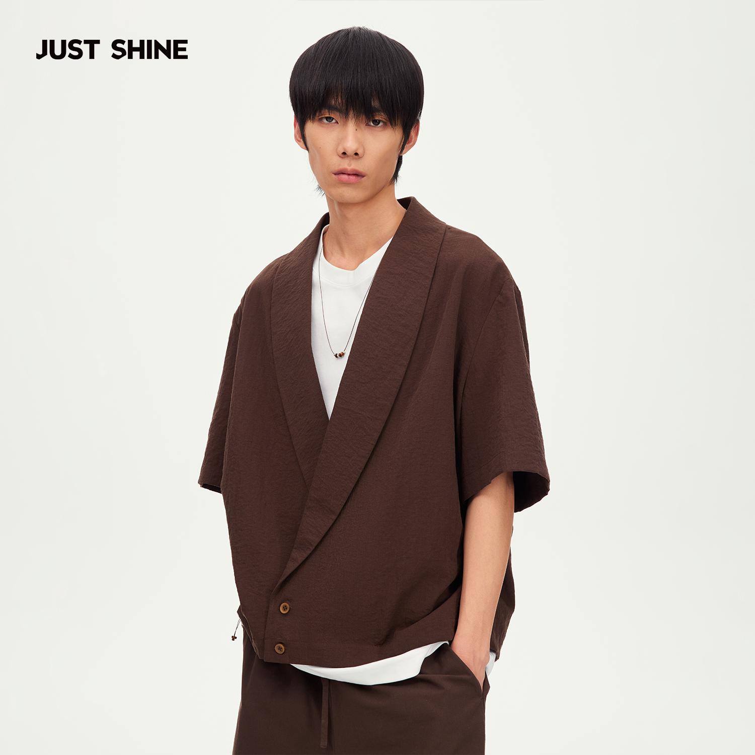【chammy专属】JUST SHINE/时晒青果领设计短袖西装外套松弛感