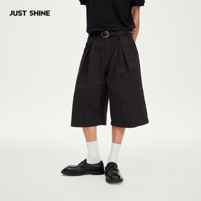 JUST SHINE/时晒叶形口袋宽松五分短裤中裤休闲七分裤男款夏薄款