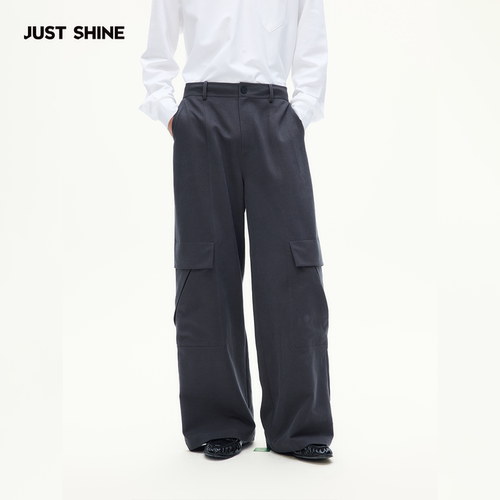 JUST SHINE/时晒立体大口袋工装直筒裤  多口袋宽松垂坠感休闲裤