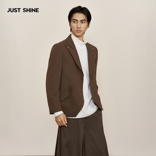 男女款 复古小众树叶扣西装 秋冬宽松通勤休闲西服外套 SHINE JUST