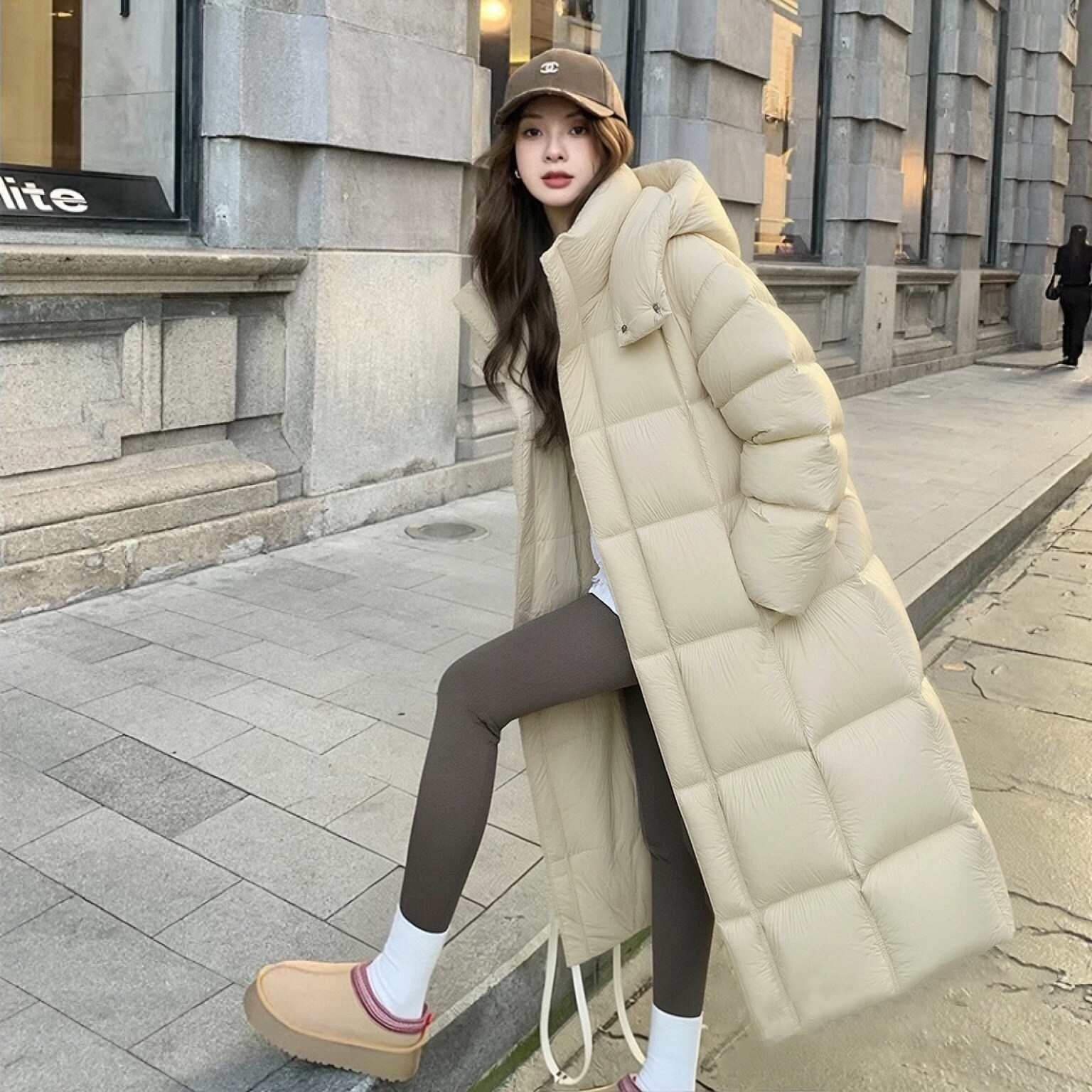 95绒羽绒服女连帽长款冬季新款宽松加厚过膝保暖外套高充绒软fufu