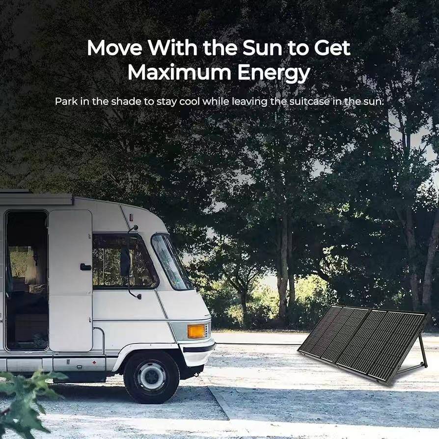 100W12V单晶玻璃便携式可折太能池板手提箱內建支架20A控制器