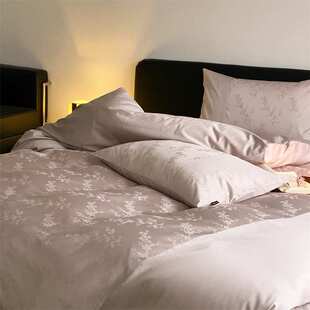 复古暗花卉贡缎全棉100支双股澳棉提花四件套北欧轻奢素色长绒棉