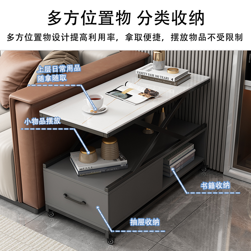 轻奢简约沙发边柜边几角几客厅钢化玻璃侧边柜储物柜边角桌小茶几