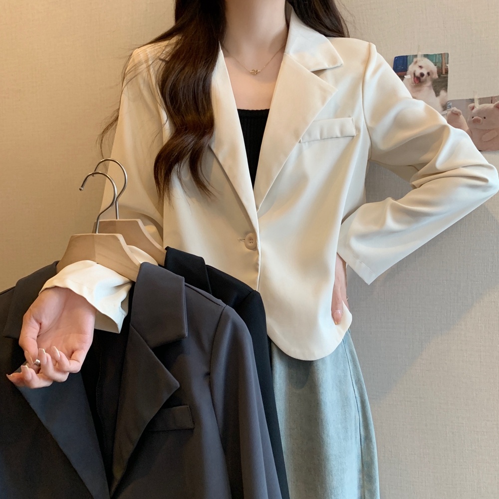 实拍2025秋装小西装短款外套小个子设计感西服上衣