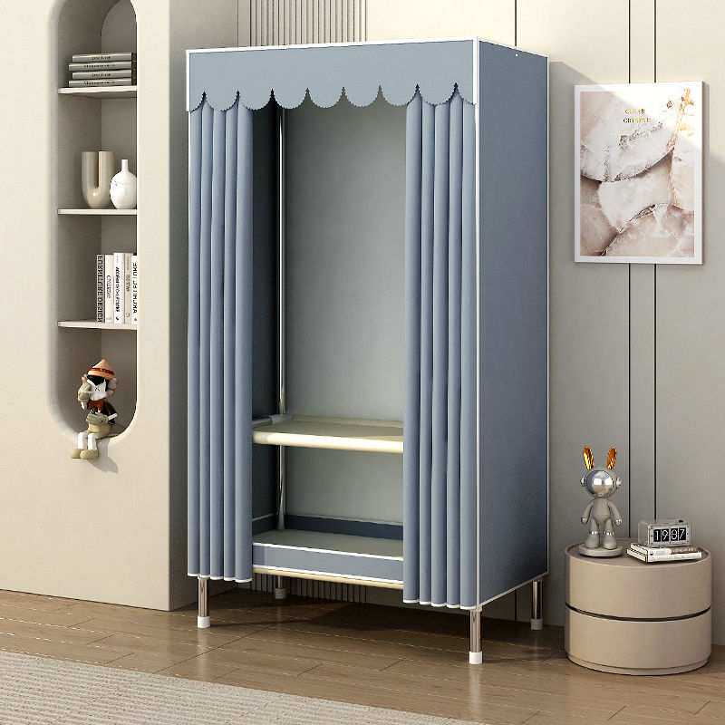 卧室钢架简易纯色家居布制组装出租房加粗加厚钢管加固衣柜衣柜