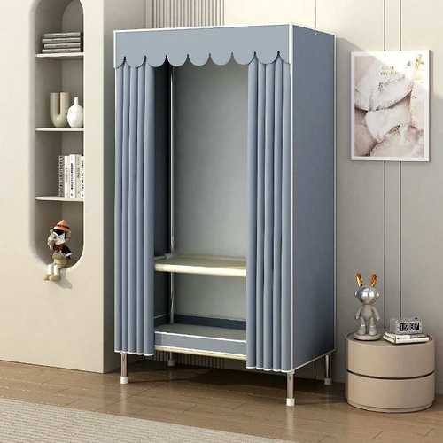 卧室钢架简易纯色家居布制组装出租房加粗加厚钢管加固衣柜衣柜