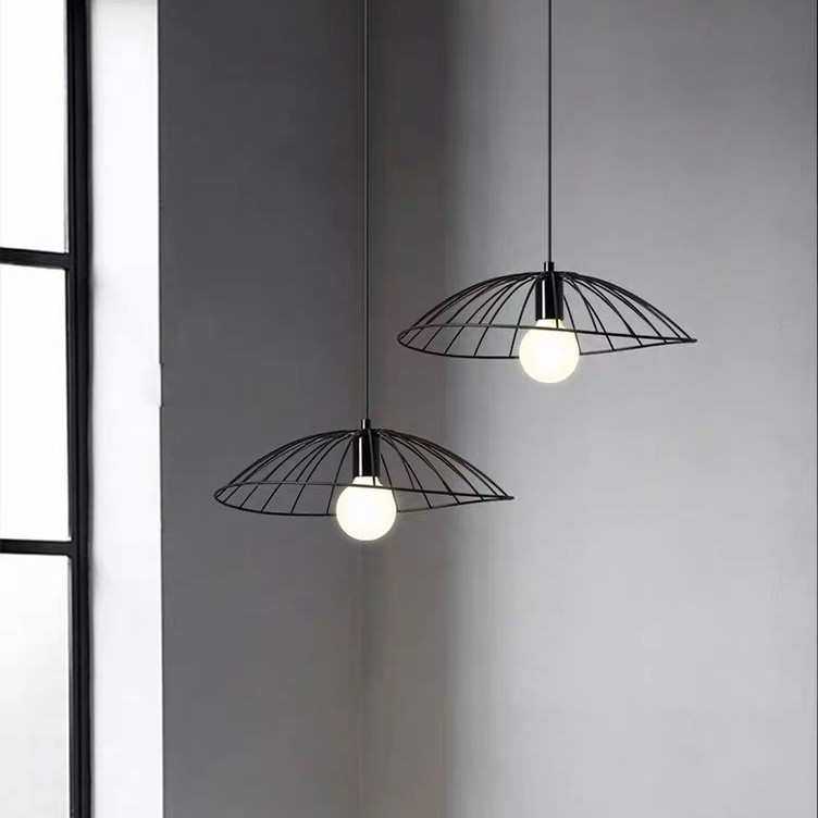 简约北欧个性草帽子餐厅吊灯吧台灯服装店橱窗LED吊灯卧室床头灯