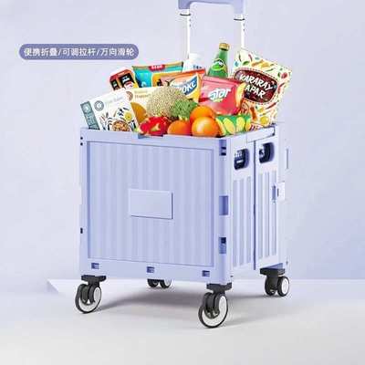 买菜取快递小推车家用多功能推车户外露营带拉杆折叠小拉车购物车