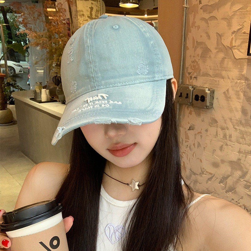 美式复古水洗蓝色棒球帽女春夏韩版大脸显脸小软顶字母刺绣鸭舌帽,服饰配件/皮带/帽子/围巾,帽子,淘宝优惠券,粉丝福利购,淘宝优惠卷