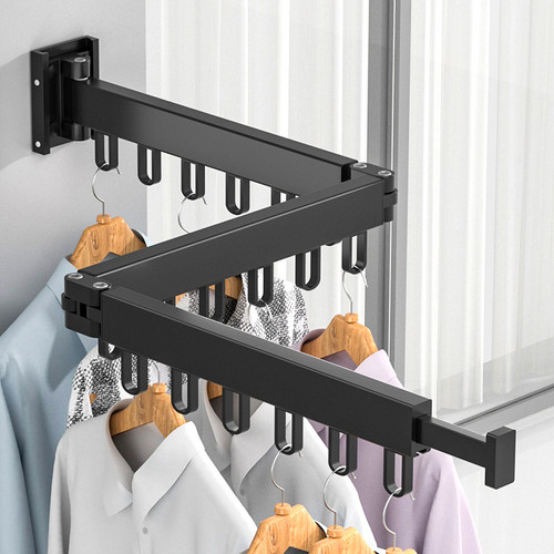 折叠免打孔晾衣架隐形伸缩v壁挂阳台晒被子神器室内室外收缩凉衣