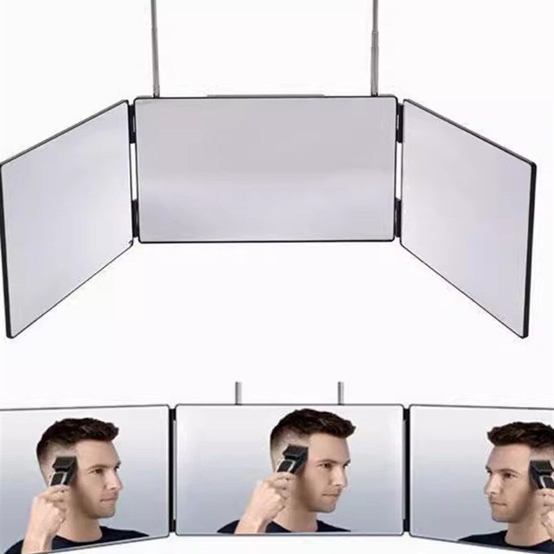 三面镜自助理发后视悬挂伸缩剪发自E己理发镜子大号折叠梳妆化妆