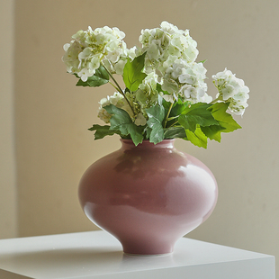 陶美集现代简约居家装 艺术客厅插花摆件插鲜花花器 饰陶瓷z花瓶