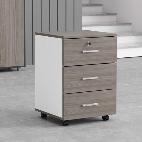 办公室木质文件柜带锁办公小柜子C储物柜移动矮柜桌下三抽屉活动