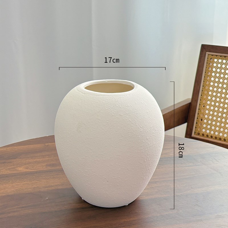 日式侘寂奶油风h陶瓷花瓶高级感磨砂白色水培鲜花插花家居装饰摆