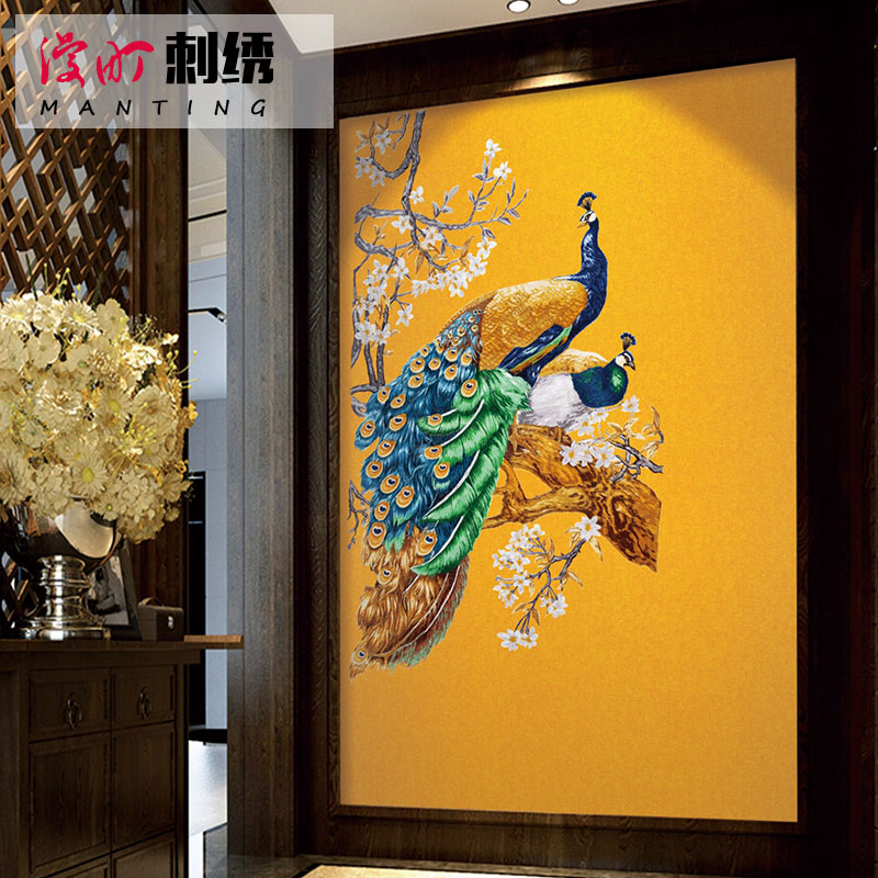 独绣墙布客厅简约高端刺绣无缝独秀背景墙K布刺绣2021新款壁布