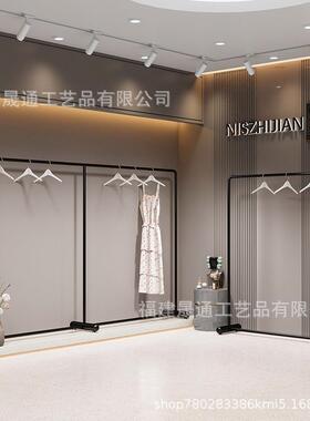 黑色服装店展示架服饰女装落地衣架侧陈列货架男装衣服陈列架