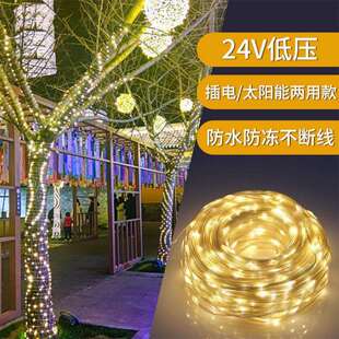新款太阳能插电低压皮线灯树灯庭院圣诞节装饰小彩灯防水亮化工程