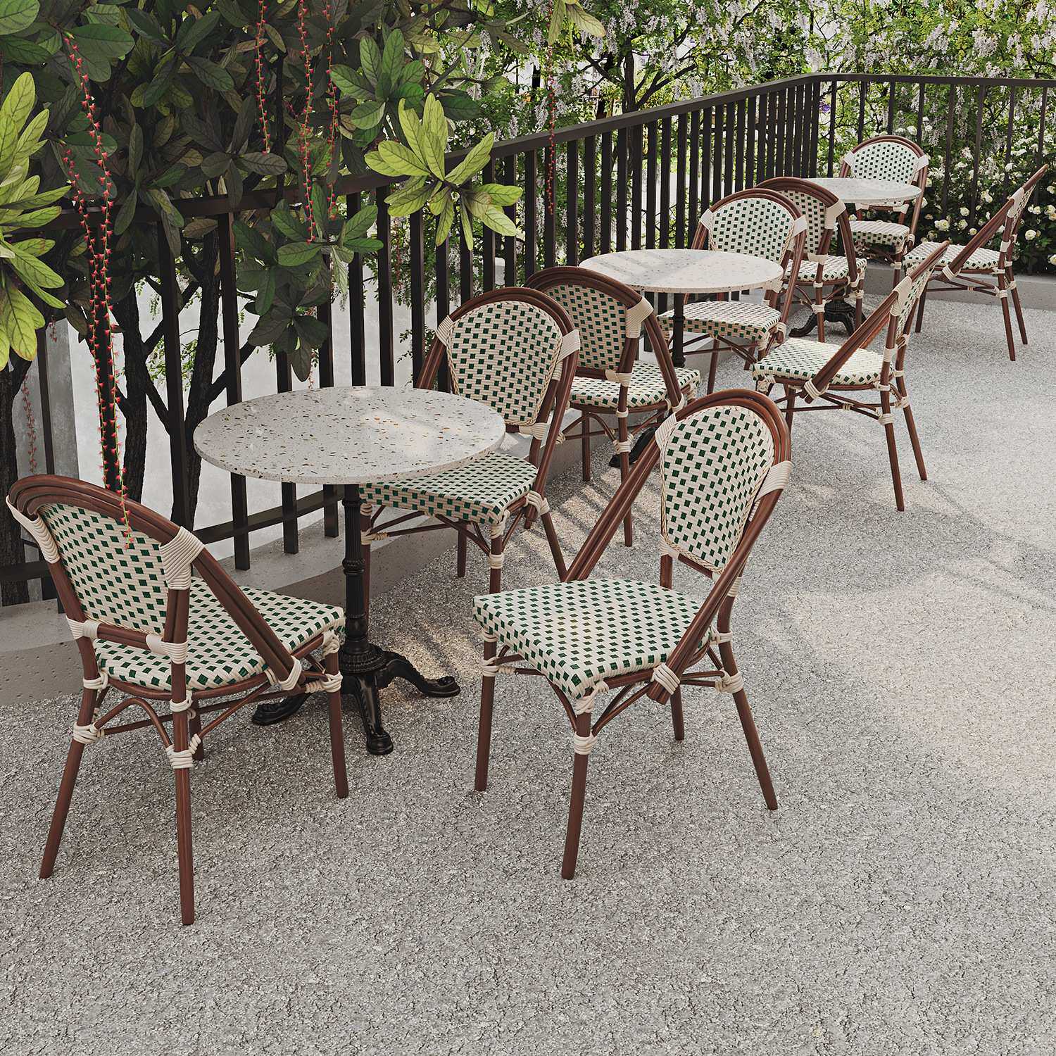 奶茶店桌椅藤编椅子法式网红户外甜品店休闲露天西餐厅咖啡厅桌椅