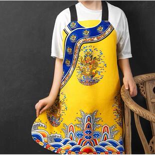 定制供应宫廷复古龙袍围裙餐饮可定制印花围裙