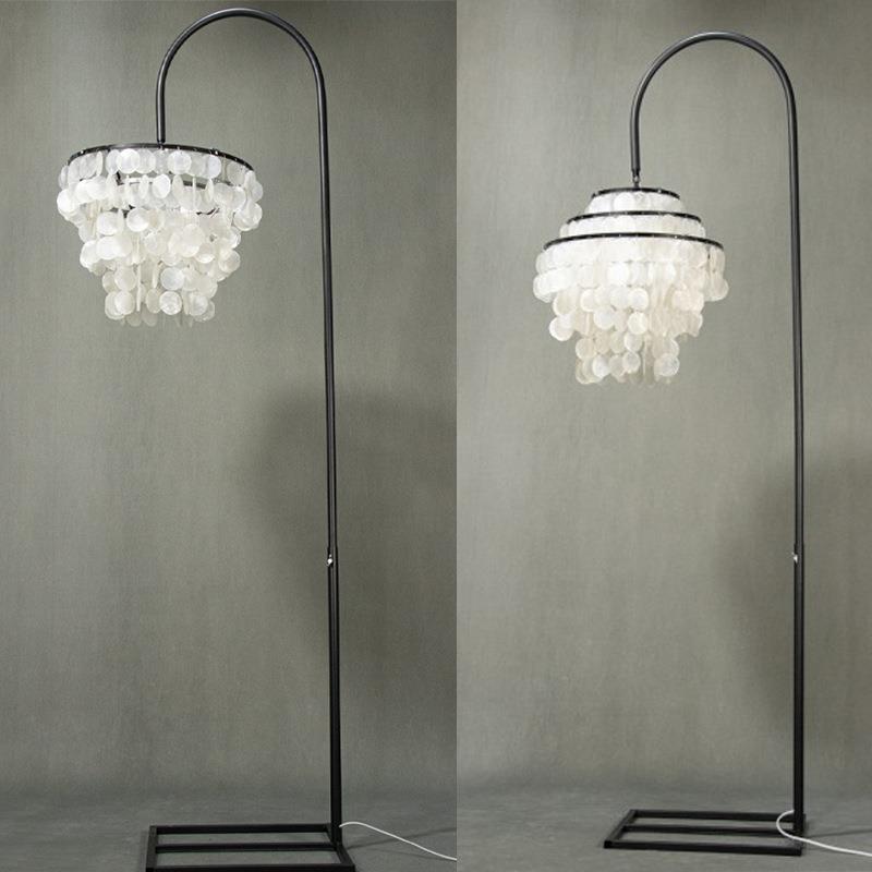 婚庆简约天然贝壳风铃路引落地吊灯婚礼铁艺弧形挂件路引摆件花器