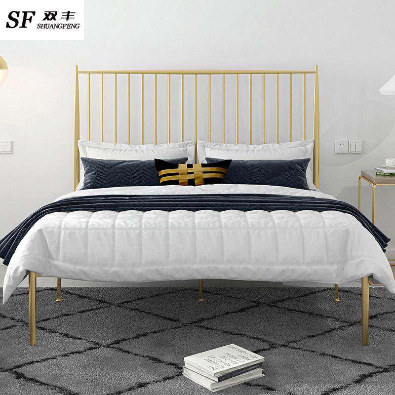 简约双人铁艺床金色1.8米铁架床公主床客栈网红金属床1.5m公寓床