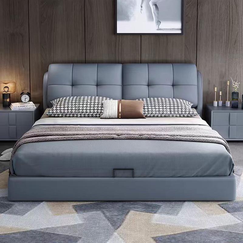 意式风极简纳帕皮轻奢现代主卧高端大气双人大床现代简约软包婚床