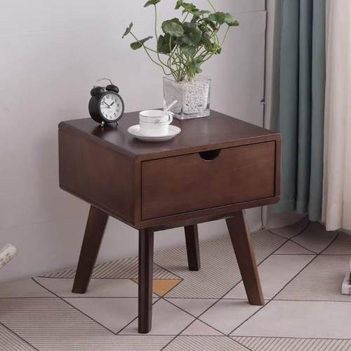 北欧床头柜实木简约风卧室床边简易木蜡油民宿家用迷你小型储物柜