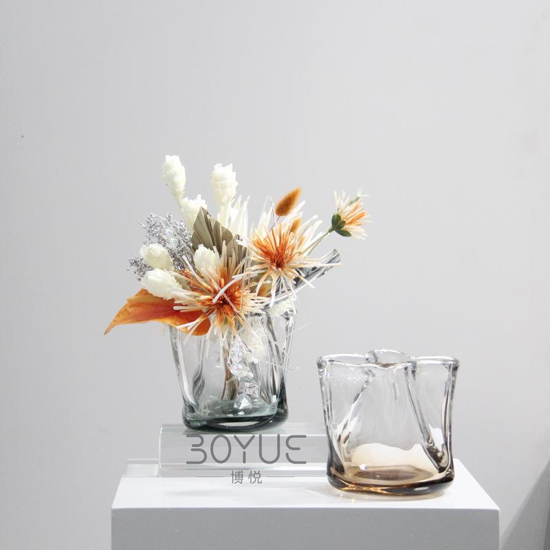 北欧现代简约不规则琉璃花瓶摆件餐桌电视柜客厅玄关轻奢软装装饰