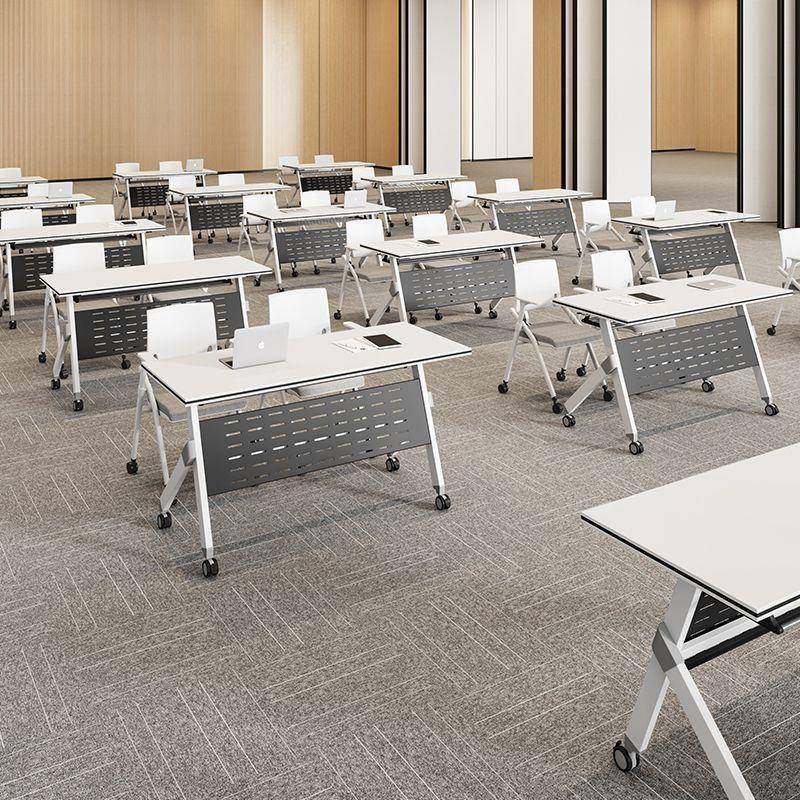 可折叠会议桌椅组合双人课桌活动拼接移动长条桌会议室办公培训桌