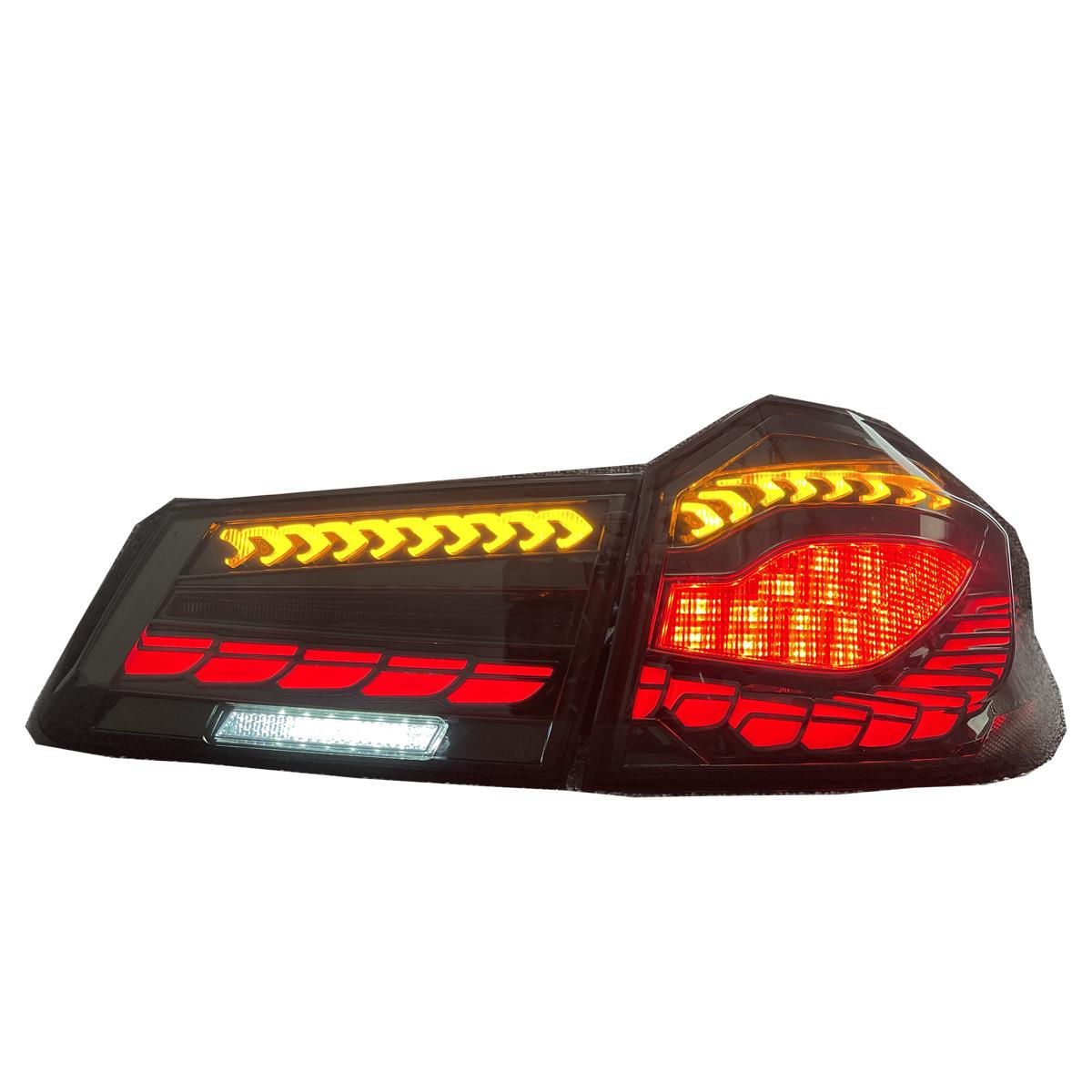 适用于宝马5系G30G382018到2020尾灯总成改装LED龙鳞款熏黑