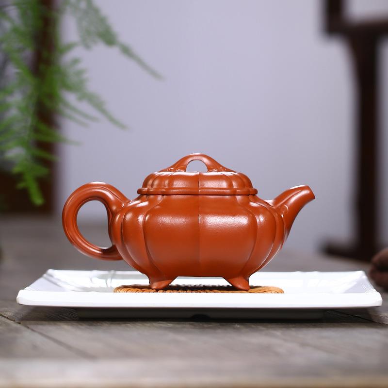 全手工如意传炉紫砂壶名家原矿朱泥茶壶筋纹器宜兴茶具大号家用