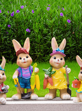 户外树脂卡通兔子花园庭院创意摆件别墅草坪小P院子园艺装饰品摆