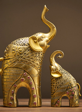 大象摆件一对客厅电视柜小摆件创意工艺品办公室玄关书Y架酒柜装