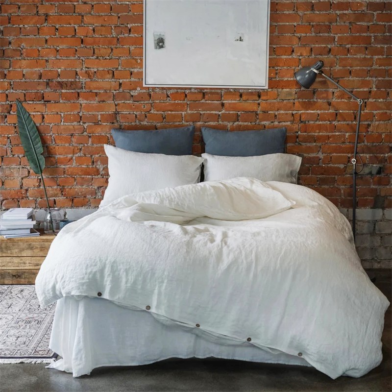 亚麻四件套e床上用品纯色简约床单三件套北欧学生宿舍单人被套套