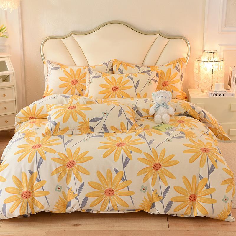 纯棉四件套100全棉磨毛加厚床单被套高档床笠款四季通用床上用品4