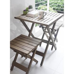 可折叠木桌子餐桌椅小户型家用双人实木方桌阳台桌休闲桌复古木头