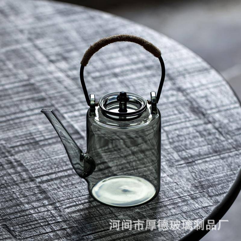耐热玻璃提梁壶透黑色小容量400ml茶壶烧水壶电陶炉专用壶