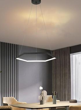 客厅吊灯现代简约黑色二层卧室灯LED主卧灯2023新款圆环餐厅灯