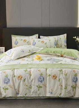 A6L小清新四件套纯棉大红色结婚床上用品婚嫁喜庆床单婚庆被