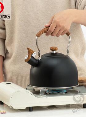 黑色2.5L鸣笛烧水壶定制鸣音水壶欧式口哨壶平底