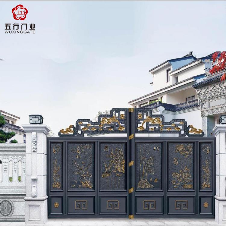 铝艺别墅庭院大门自建房花园乡村别墅电动手动入户平开双开门