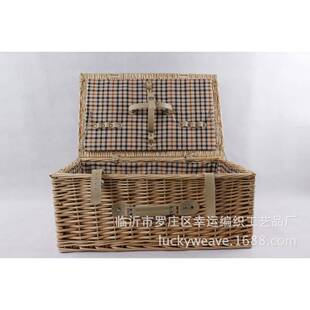 临沂柳柳条野餐篮子野餐蓝柳编产品编织野餐篮做带餐具