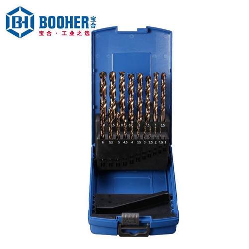 Booher宝合工具19件套高速钢含钴直柄麻花钻BH1400302