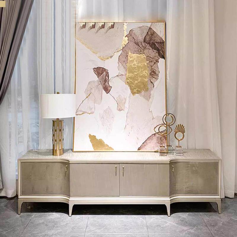 意式轻奢电视柜客厅北欧地柜小户型卧室储物柜简欧实木餐边柜墙柜